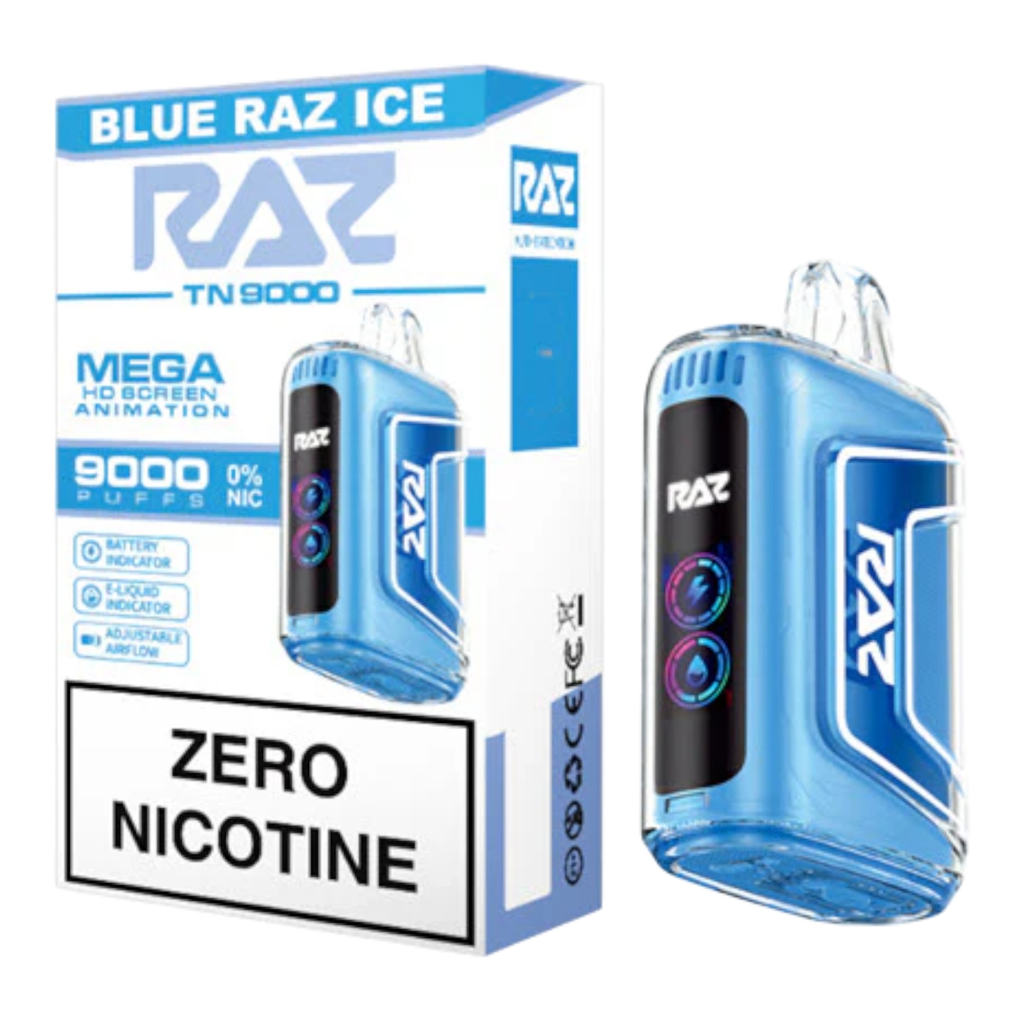 RAZ 9K ZERO NIC • BLUE RAZZ - RAZ 9K ZERO NICOTINE BLUE RAZZ