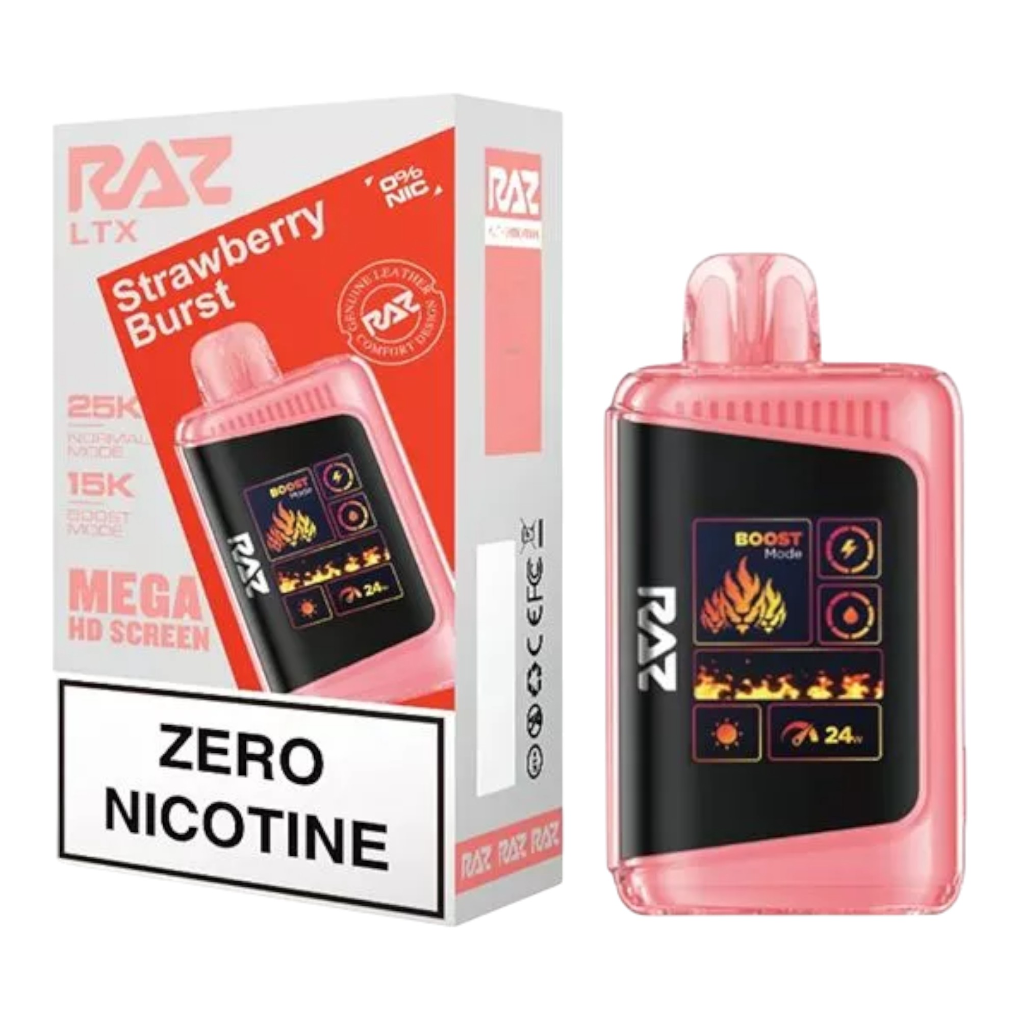 RAZ LTX 25K ZERO NIC • STRAWBERRY BURST - RAZ LTX 25K ZERO NICOTINE STRAWBERRY BURST